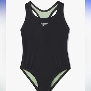 Speedo Girl's Swimsuit One Piece Closed Racerback Anthracite